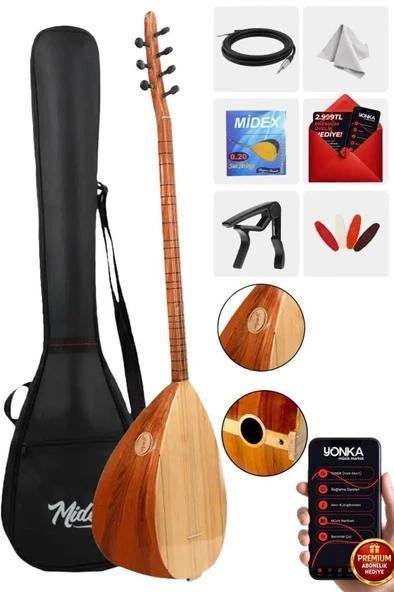 Yonka B-141U Uzun Sap Karaağaç Gövde Kaliteli Gürgen Sap Saz Bağlama Seti ürün görseli 1