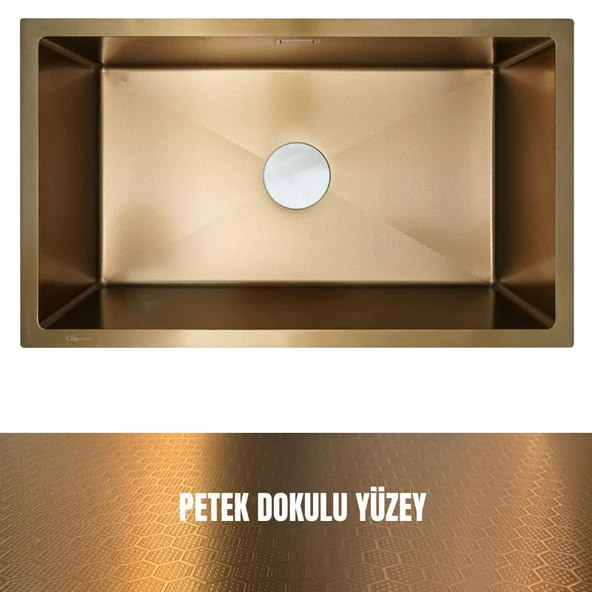 GL General 40x60 Gold Petek Dokulu Çelik Mutfak Eviyesi 304 Paslanmaz Çelik 1mm ürün görseli 1