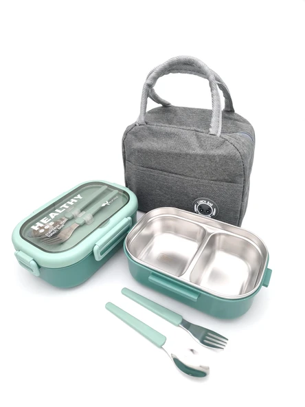 Valkyrie Isı Yalıtımlı Termal Çantalı Çelik Lunch Box – BPA’sız, Sızdırmaz, Çok Bölmeli Yemek Kabı Su Yeşili ürün görseli 1
