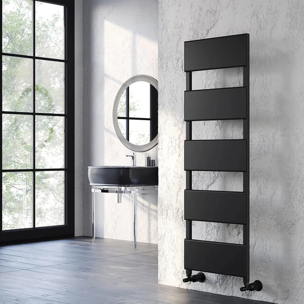 Lojimax Alüminyum Dekoratif Havlupan Myra 1400x500mm 5 Dilim Dokulu Siyah | 760 W Yüksek Isıl Güç | 5 Yıl Üretici Garantisi ürün görseli 1