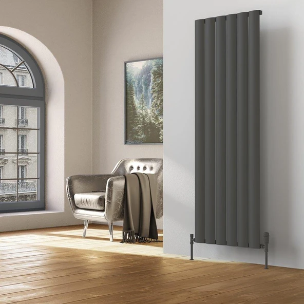 Lojimax Alüminyum Dekoratif Radyatör Otis 1800x308mm 3 Dilim Dokulu Antrasit Gri | 970 W Yüksek Isıl Güç | 5 Yıl Üretici Garantisi ürün görseli 1