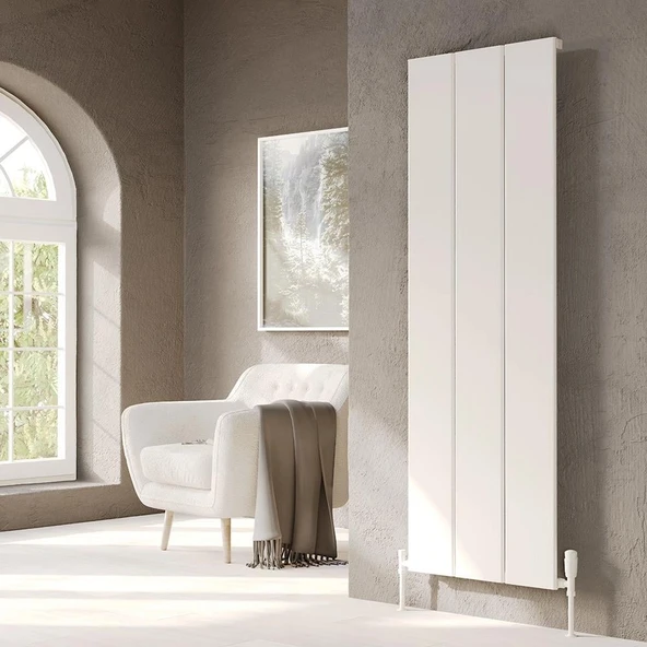 Lojimax Alüminyum Dekoratif Radyatör Nish 1800 x 608 3  Dilim | Dokulu Beyaz | Yüksek Isıl Güç | 5 Yıl Üretici Garantisi ürün görseli 1