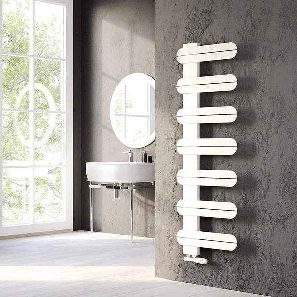 Lojimax Alüminyum Dekoratif Havlupan Linea 1220 x 450 12  Dilim | Mat Beyaz | Yüksek Isıl Güç | 5 Yıl Üretici Garantisi ürün görseli 1