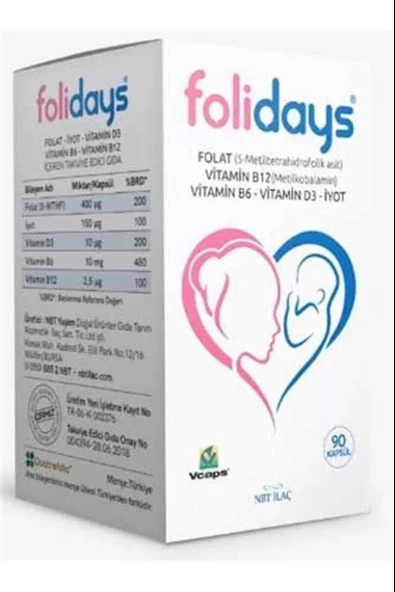 Nbt İlaç Folidays 90 Kapsül ürün görseli 1