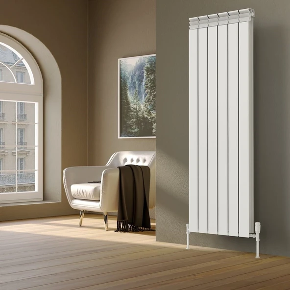 Lojimax Alüminyum Dekoratif Radyatör Besto XL 600 x 2000 20  Dilim | Dokulu Beyaz | Yüksek Isıl Güç | 5 Yıl Üretici Garantisi ürün görseli 1