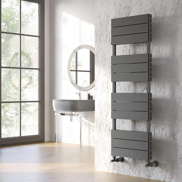Lojimax Alüminyum Çift Panel Dekoratif Havlupan Benoit Double 1100x500mm 9 Dilim Dokulu Antrasit Gri | 1204 W Yüksek Isıl Güç | 5 Yıl Üretici Garantisi ürün görseli 1