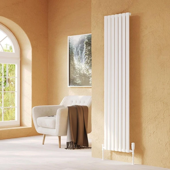 Lojimax Alüminyum Dekoratif Radyatör Bella 1800x463mm 8 Dilim Dokulu Beyaz | 1965 W Yüksek Isıl Güç | 5 Yıl Üretici Garantisi ürün görseli 1