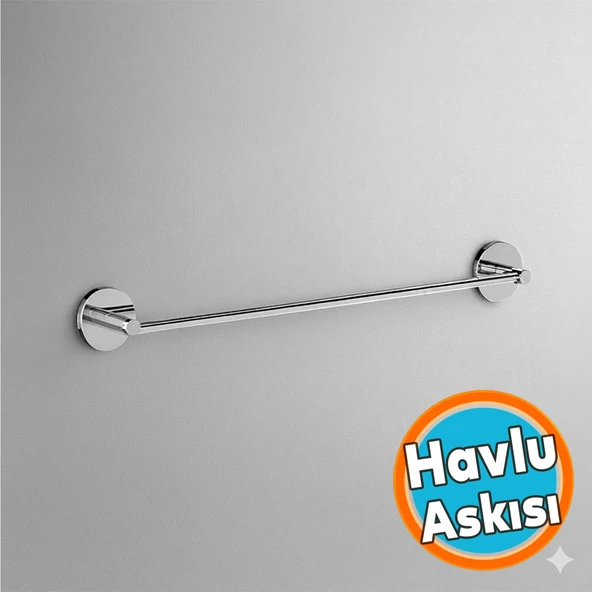 Havluluk KROM 40 cm Parlak Gümüş Duvar Tipi Paslanmaz Çelik Banyo Havlu Askısı Aparatı ürün görseli 1