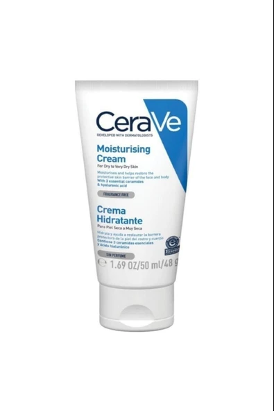 CeraVe Nemlendirici Krem Kuru Ciltler Seramid ve Hyalüronik Asit İçerikli Yüz Vücut 50ml ürün görseli 1