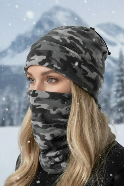 Single Sword 2 li set Unisex Kışlık Polar Boyunluk & Bere Olan Çok Amaçlı Soğuk Hava Koruması 0//KAMUFLAJ ürün görseli 1
