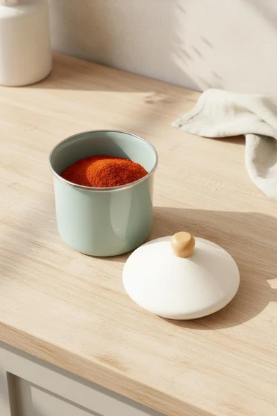 Bambum Nostalji - Ahşap Saplı Baharatlık Açık Yeşil 12 Cm ürün görseli 1