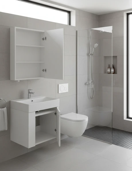 Font Lavabo Dolabı 50 Cm ve Ayna Seti - Resim 4