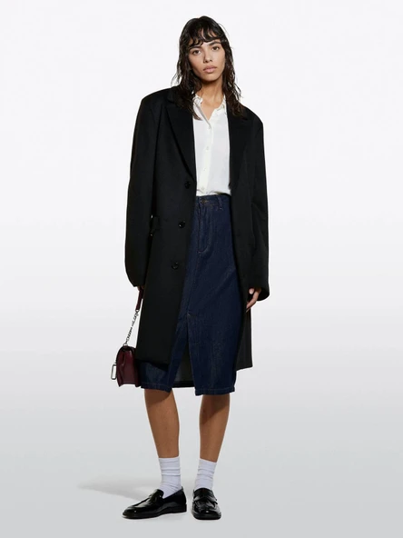 Sisley   %100 Viskoz Asimetrik Oversize Gömlek Kadın Krem Gömlek - 325A5IDTLQ09G ürün görseli 1