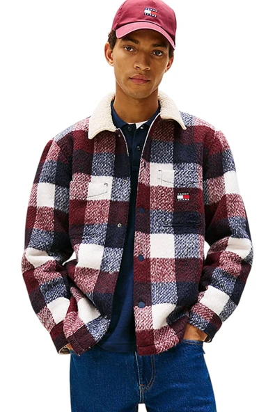Tommy Hilfiger   TJM CHECK TEDDY OVERSHIRT EXT Erkek Mavi Gömlek - DM0DM22010 ürün görseli 1