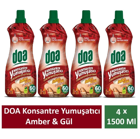 Doa Konsantre Çamaşır Yumuşatıcı Amber Ve Gül 1500 Ml x 4 Adet ürün görseli 1