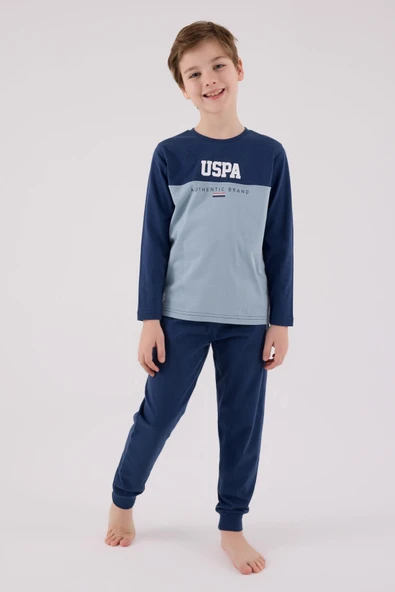 U.S. Polo Assn. Erkek Çocuk Uzun Kol Pijama Takım Koyu İndigo ürün görseli 1