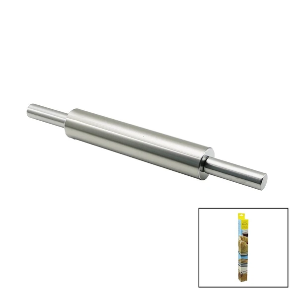VOCEN ROLLİNG PİN ÇELİK METAL MERDANE - HAMUR RULOSU MERDANE: 25CM - SAP: 2X9CM =T.UZUNLUK:43CM (4741) ürün görseli 1