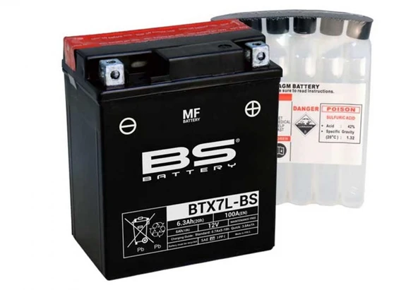 Bs Akü Btx7L Ytx7L-Bs 12 V 6.3 Amper Motosiklet Aküsü  Supermoto ürün görseli 1