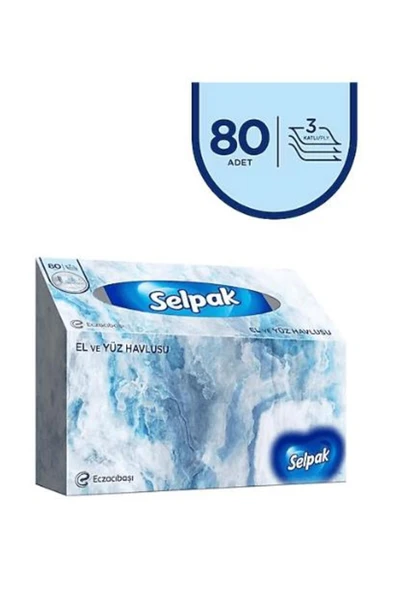 Kutu El ve Yüz Havlusu 21x19 cm Üç Katlı - 80 Adet ürün görseli 1