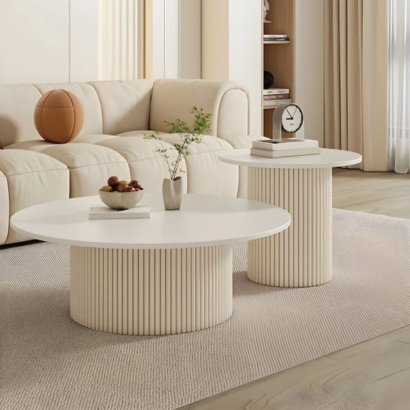 Most Bohem Orta Sehpa Aytaşı 2'li Set %100 Ahşap 85 Cm. Çap (EVİNİZE TESLİM) ürün görseli 1