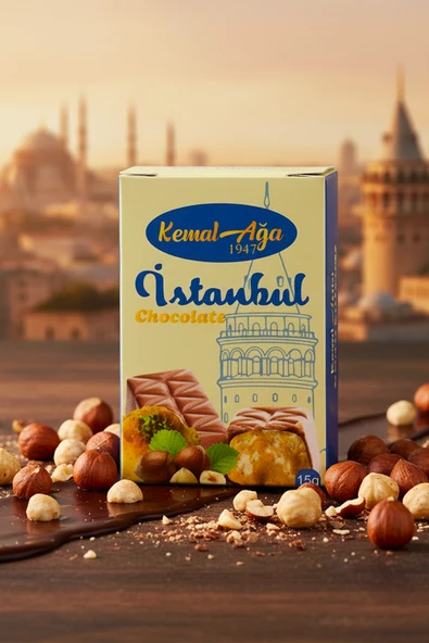 Kemal Ağa Sütlü Fındık Ezmeli Kadayıf Dolgulu İstanbul Çikolatası 15 Gr 50 ADET ürün görseli 1
