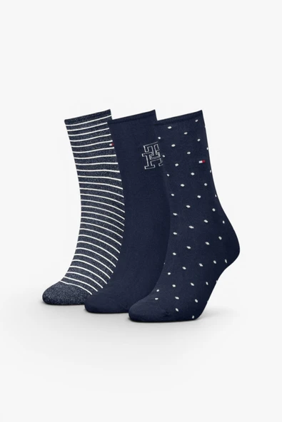 Tommy Hilfiger   TH WOMEN SOCK 3P GIF Kadın Lacivert Çorap - S701236464 ürün görseli 1