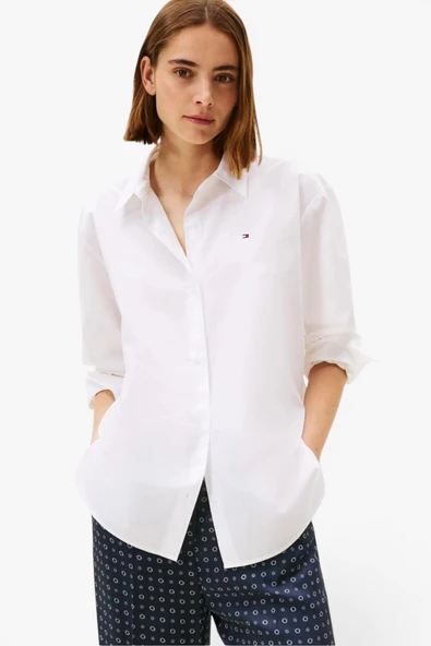 Tommy Hilfiger   ESS POPLIN EASY FIT SHIRT Kadın Beyaz Gömlek - WW0WW45612 ürün görseli 1