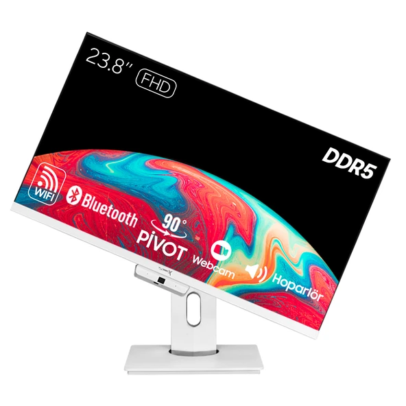 Turbox TAx1721 i5 14400 16GB DDR5 256GB NVMe 23.8 inç FHD Pivot WiFi BT Webcam Win11 Uyumlu AIO PC ürün görseli 1