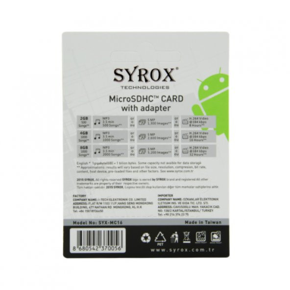 Syrox 16 GB MicroSDHC Class 10 UHS-I Hafıza Kartı + Adaptör - Resim 2