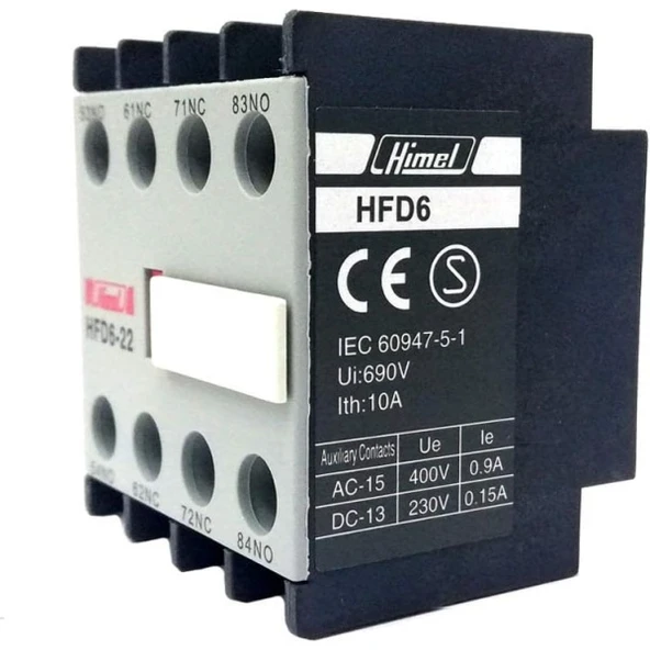 Himel HFD622 Kontaktör Üstten Montajlı Yardımcı Kontak 2NO+2NC(3-4 Kutup) ürün görseli 1