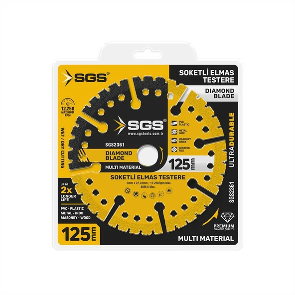 SGS ÇOK AMAÇLI MULTI-MATERIAL ELMAS KESME DİSKİ 125 MM ürün görseli 1