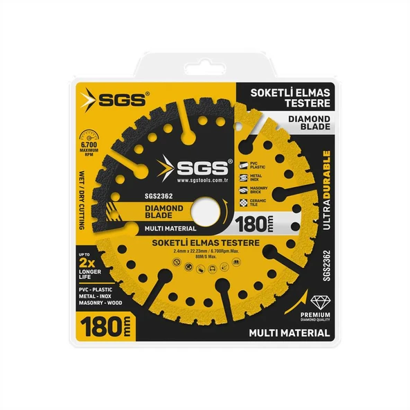 SGS ÇOK AMAÇLI MULTI-MATERIAL ELMAS KESME DİSKİ 180 MM ürün görseli 1