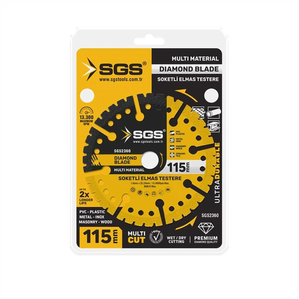 SGS ÇOK AMAÇLI MULTI-MATERIAL ELMAS KESME DİSKİ 115 MM ürün görseli 1