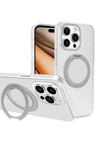 Yesido iPhone 16 Pro Max ile Uyumlu PC17 Roza Magneticsafe Standlı Kapak - Beyaz ürün görseli 1
