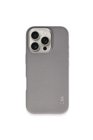 URR iPhone 16 Pro Max ile Uyumlu Innovative Leather Magsafe Kapak - Titan Gri ürün görseli 1
