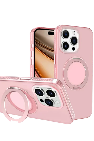 Yesido iPhone 16 Pro ile Uyumlu PC17 Roza Magneticsafe Standlı Kapak - Pembe ürün görseli 1