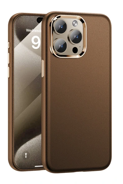 Yesido iPhone 15 Pro ile Uyumlu PC09 Elegance Deri Magneticsafe Kapak - Taba ürün görseli 1