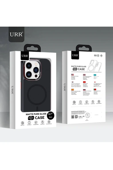 URR iPhone 16 Pro ile Uyumlu Matte Pure Glass Magsafe Kapak - Siyah ürün görseli 1