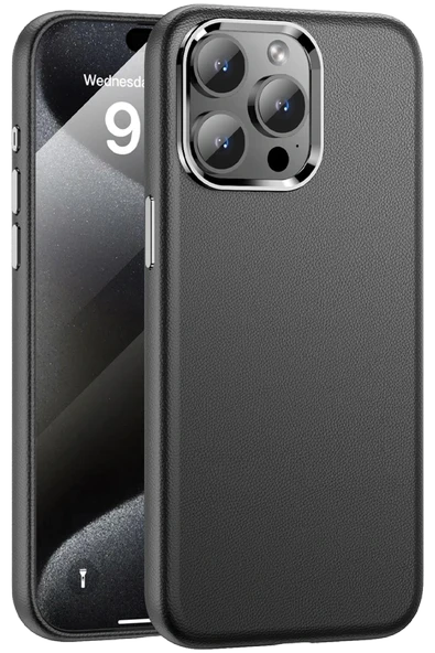 Yesido iPhone 14 Pro Max ile Uyumlu PC09 Elegance Deri Magneticsafe Kapak - Siyah ürün görseli 1