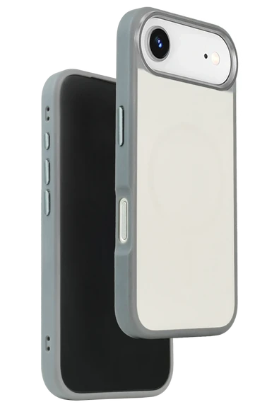URR iPhone 17 Air ile Uyumlu IRIS Matte Pure Glass Magsafe Kapak - Titan Gri ürün görseli 1