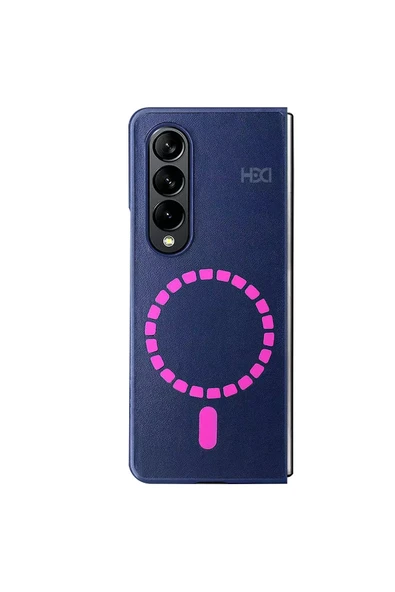 Fuchsia HDD Samsung Galaxy Z Fold 3 ile Uyumlu Kılıf HBC-156 Magneticsafe Kapak - Lacivert ürün görseli 1