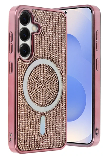 Fuchsia Samsung Galaxy S24 ile Uyumlu Helen Kablosuz Şarj Özellikli Kapak - Pembe ürün görseli 1