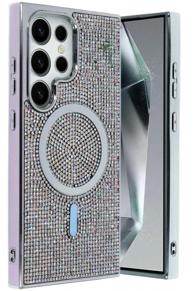 Fuchsia Samsung Galaxy S23 Ultra ile Uyumlu Helen Kablosuz Şarj Özellikli Kapak - Rainbow ürün görseli 1