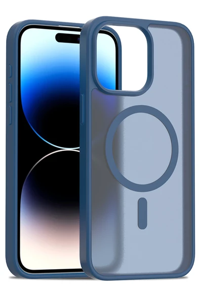 Fuchsia iPhone 15 Pro ile Uyumlu Jota Kablosuz Şarj Özellikli Kapak - Lacivert ürün görseli 1