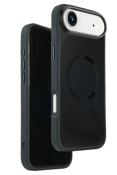 URR iPhone 17 Air ile Uyumlu IRIS Matte Pure Glass Magsafe Kapak - Siyah ürün görseli 1