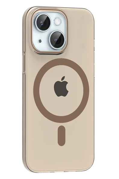Fuchsia iPhone 14 ile Uyumlu PC Blank Kablosuz Şarj Özellikli Kapak - Çöl Titanyum ürün görseli 1
