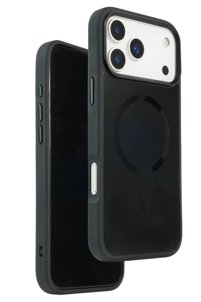 URR iPhone 17 Pro ile Uyumlu IRIS Matte Pure Glass Magsafe Kapak - Siyah ürün görseli 1