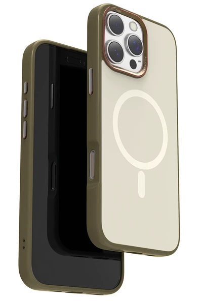 URR iPhone 16 Pro Max ile Uyumlu Matte Pure Glass Magsafe Kapak - Gold ürün görseli 1