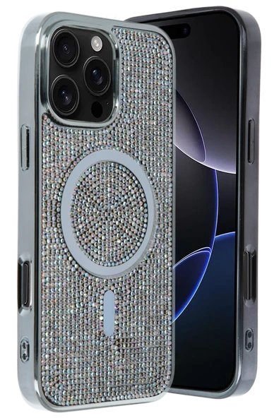 Fuchsia iPhone 16 Pro Max ile Uyumlu Helen Kablosuz Şarj Özellikli Kapak - Rainbow ürün görseli 1