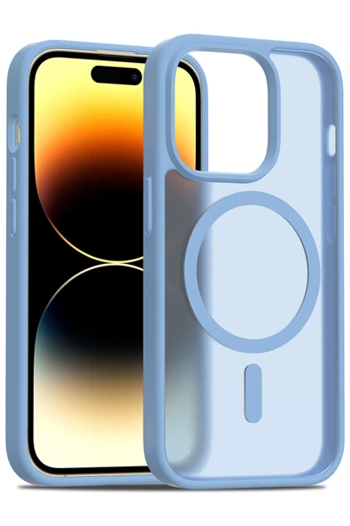 Fuchsia iPhone 14 Pro ile Uyumlu Jota Kablosuz Şarj Özellikli Kapak - Açık Mavi ürün görseli 1